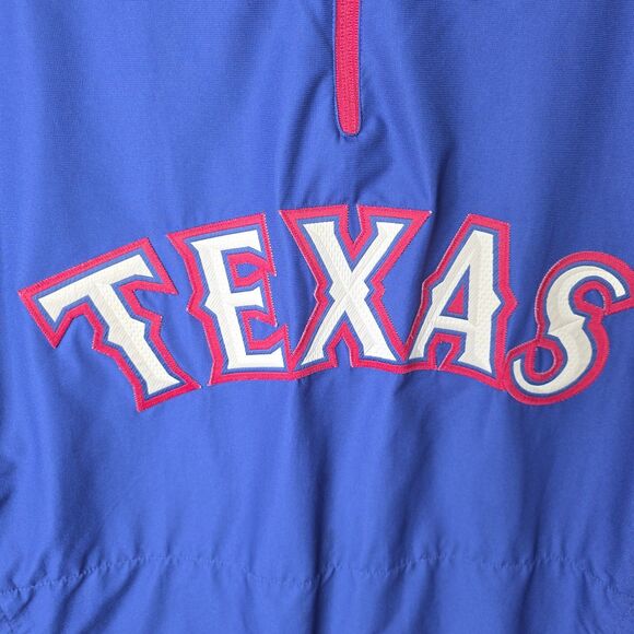 Majestic Texas Rangers Pullover Windbreaker Cool Base L Embroidered Logo Basebal - Picture 3 of 15